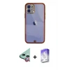 ieg™ iPhone 12 Kılıf Eksen Minimal Koleksiyonu - Siyah Bilvis 5in1 3D Magic Cam Ekran Koruyucu + Raze Metal Kamera Lens - KI