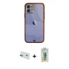 ieg™ iPhone 12 Kılıf Eksen Minimal Koleksiyonu - Siyah Polymer Nano Ekran Koruyucu + Rainbow Kamera Lens Koruma Cam - YL