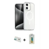 ieg™ iPhone 12 Kılıf Nova Asil Prime - Siyah Polymer Nano Ekran Koruyucu + Rainbow Kamera Lens Koruma Cam - YL