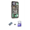 ieg™ iPhone 12 Kılıf Nova Doku Koleksiyonu - Siyah Bilvis 5in1 5D Magic Hayalet Cam Ekran Koruyucu + Metal Kamera Lens Koruma Cam - KI
