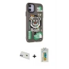 ieg™ iPhone 12 Kılıf Nova Doku Koleksiyonu - Siyah Polymer Nano Ekran Koruyucu + Rainbow Kamera Lens Koruma Cam - MR