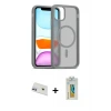 ieg™ iPhone 12 Kılıf Siluet Minimal Prime - Siyah Polymer Nano Ekran Koruyucu + Rainbow Kamera Lens Koruma Cam - MR
