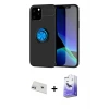 ieg™ iPhone 12 Kılıf Yankı Form Prime - Siyah Bilvis 5in1 5D Magic Hayalet Cam Ekran Koruyucu + Rainbow Kamera Lens Koruma Cam - MR