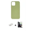 ieg™ iPhone 12 Mini Kılıf Ahenk Serisi - Şeffaf Temperli Cam Ekran Koruyucu + Renkli Kamera Lens Koruma Cam - PE