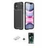 ieg™ iPhone 12 Mini Kılıf Eksen Form Prime - Siyah 360 Mat Full Body Arka Koruyucu + Renkli Kamera Lens Koruma Cam - PE
