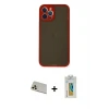ieg™ iPhone 12 Pro Kılıf Ahenk Çizgi Serisi - Siyah Polymer Nano Ekran Koruyucu + Rainbow Kamera Lens Koruma Cam - GD