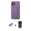 ieg™ iPhone 12 Pro Kılıf Akış Doku - Şeffaf 360 Full Body Arka Koruyucu + Shine Kamera Lens Koruma Cam - GI