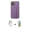 ieg™ iPhone 12 Pro Kılıf Akış Doku - Siyah Polymer Nano Ekran Koruyucu + Shine Kamera Lens - GS