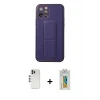 ieg™ iPhone 12 Pro Kılıf Akış Doku - Siyah Polymer Nano Ekran Koruyucu + Shine Kamera Lens - GS