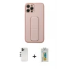 ieg™ iPhone 12 Pro Kılıf Akış Doku - Siyah Polymer Nano Ekran Koruyucu + Shine Kamera Lens - GS