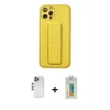 ieg™ iPhone 12 Pro Kılıf Akış Doku - Siyah Polymer Nano Ekran Koruyucu + Shine Kamera Lens - GS