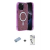 ieg™ iPhone 12 Pro Kılıf Eksen Çizgi - Şeffaf Uv Polymer Nano Ekran Koruyucu + Shine Kamera Lens Koruma Cam - MI