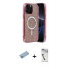 ieg™ iPhone 12 Pro Kılıf Eksen Çizgi - Şeffaf Uv Polymer Nano Ekran Koruyucu + Shine Kamera Lens Koruma Cam - MI