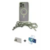 ieg™ iPhone 12 Pro Kılıf Eksen Özel Seri - Siyah 3D Antistatik Seramik Nano Ekran Koruyucu + Rainbow Kamera Lens Koruma Cam - GD