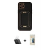 ieg™ iPhone 12 Pro Kılıf Kozmos Minimal Prime - Siyah 6D Mat Seramik Hayalet Nano Ekran Koruyucu + Kamera Lens Koruma Cam - SF