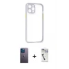 ieg™ iPhone 12 Pro Kılıf Nova Asil Özel Seri - Şeffaf Uv Polymer Nano Ekran Koruyucu + Neon Fosforlu Kamera Lens - MI