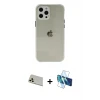 ieg™ iPhone 12 Pro Kılıf Nova Asil Özel Seri - Siyah 3D Antistatik Seramik Nano Ekran Koruyucu + Rainbow Kamera Lens Koruma Cam - GD