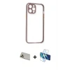 ieg™ iPhone 12 Pro Kılıf Nova Asil Özel Seri - Siyah 3D Antistatik Seramik Nano Ekran Koruyucu + Rainbow Kamera Lens Koruma Cam - GD