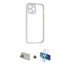ieg™ iPhone 12 Pro Kılıf Nova Asil Özel Seri - Siyah 3D Antistatik Seramik Nano Ekran Koruyucu + Rainbow Kamera Lens Koruma Cam - GD