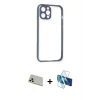 ieg™ iPhone 12 Pro Kılıf Nova Asil Özel Seri - Siyah 3D Antistatik Seramik Nano Ekran Koruyucu + Rainbow Kamera Lens Koruma Cam - GD