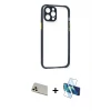 ieg™ iPhone 12 Pro Kılıf Nova Asil Özel Seri - Siyah 3D Antistatik Seramik Nano Ekran Koruyucu + Rainbow Kamera Lens Koruma Cam - GD