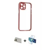 ieg™ iPhone 12 Pro Kılıf Nova Asil Özel Seri - Siyah 3D Antistatik Seramik Nano Ekran Koruyucu + Rainbow Kamera Lens Koruma Cam - GD