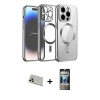 ieg™ iPhone 12 Pro Kılıf Nova Işık Özel Seri - Siyah 34D Hayalet Izgaralı Cam + Rainbow Kamera Lens Koruma Cam - GD