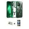 ieg™ iPhone 12 Pro Kılıf Nova Işık Özel Seri - Siyah 34D Hayalet Izgaralı Cam + Rainbow Kamera Lens Koruma Cam - GD