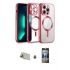 ieg™ iPhone 12 Pro Kılıf Nova Işık Özel Seri - Siyah 34D Hayalet Izgaralı Cam + Rainbow Kamera Lens Koruma Cam - GD
