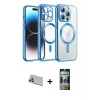 ieg™ iPhone 12 Pro Kılıf Nova Işık Özel Seri - Siyah 34D Hayalet Izgaralı Cam + Rainbow Kamera Lens Koruma Cam - GD