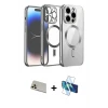 ieg™ iPhone 12 Pro Kılıf Nova Işık Özel Seri - Siyah 3D Antistatik Cam Ekran Koruyucu + Rainbow Kamera Lens Koruma Cam - GD