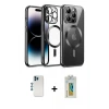 ieg™ iPhone 12 Pro Kılıf Nova Işık Özel Seri - Siyah Polymer Nano Ekran Koruyucu + Shine Kamera Lens - MI