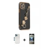 ieg™ iPhone 12 Pro Kılıf Nova Işık Prime - Siyah 34D Hayalet Izgaralı Cam + Shine Kamera Lens - MI