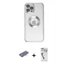 ieg™ iPhone 12 Pro Kılıf Pusula Form - Şeffaf Uv Polymer Nano Ekran Koruyucu + Renkli Kamera Lens Koruma Cam - TU