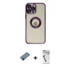 ieg™ iPhone 12 Pro Kılıf Pusula Form - Şeffaf Uv Polymer Nano Ekran Koruyucu + Shine Kamera Lens Koruma Cam - SH
