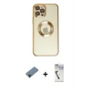 ieg™ iPhone 12 Pro Kılıf Pusula Form - Şeffaf Uv Polymer Nano Ekran Koruyucu + Shine Kamera Lens Koruma Cam - SH