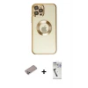 ieg™ iPhone 12 Pro Kılıf Pusula Form - Şeffaf Uv Polymer Nano Ekran Koruyucu + Shine Kamera Lens Koruma Cam - SABE