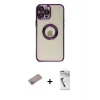 ieg™ iPhone 12 Pro Kılıf Pusula Form - Şeffaf Uv Polymer Nano Ekran Koruyucu + Shine Kamera Lens Koruma Cam - SABE
