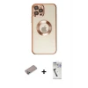 ieg™ iPhone 12 Pro Kılıf Pusula Form - Şeffaf Uv Polymer Nano Ekran Koruyucu + Shine Kamera Lens Koruma Cam - SABE