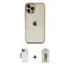 ieg™ iPhone 12 Pro Kılıf Vadi Minimal - Siyah Polymer Nano Ekran Koruyucu + Shine Kamera Lens - GD
