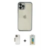 ieg™ iPhone 12 Pro Kılıf Vadi Minimal - Siyah Polymer Nano Ekran Koruyucu + Shine Kamera Lens - GD