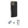 ieg™ iPhone 12 Pro Kılıf Yankı Serisi - Şeffaf Uv Polymer Nano Ekran Koruyucu + Metal Kamera Lens Koruma Cam - KUYL