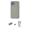 ieg™ iPhone 12 Pro Max Kılıf Ahenk Çizgi Serisi - Şeffaf Uv Polymer Nano Ekran Koruyucu + Renkli Kamera Lens Koruma Cam - MI