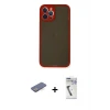 ieg™ iPhone 12 Pro Max Kılıf Ahenk Çizgi Serisi - Şeffaf Uv Polymer Nano Ekran Koruyucu + Renkli Kamera Lens Koruma Cam - MI