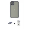 ieg™ iPhone 12 Pro Max Kılıf Ahenk Çizgi Serisi - Şeffaf Uv Polymer Nano Ekran Koruyucu + Renkli Kamera Lens Koruma Cam - MI