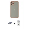ieg™ iPhone 12 Pro Max Kılıf Ahenk Çizgi Serisi - Şeffaf Uv Polymer Nano Ekran Koruyucu + Renkli Kamera Lens Koruma Cam - MI