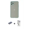 ieg™ iPhone 12 Pro Max Kılıf Ahenk Çizgi Serisi - Şeffaf Uv Polymer Nano Ekran Koruyucu + Renkli Kamera Lens Koruma Cam - MI