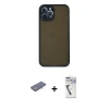 ieg™ iPhone 12 Pro Max Kılıf Ahenk Çizgi Serisi - Şeffaf Uv Polymer Nano Ekran Koruyucu + Renkli Kamera Lens Koruma Cam - MI