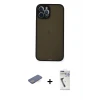 ieg™ iPhone 12 Pro Max Kılıf Ahenk Çizgi Serisi - Şeffaf Uv Polymer Nano Ekran Koruyucu + Renkli Kamera Lens Koruma Cam - MI
