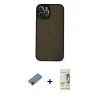 ieg™ iPhone 12 Pro Max Kılıf Ahenk Çizgi Serisi - Siyah 20D Premium Cam Ekran Koruyucu + Shine Kamera Lens Koruma Cam - SH